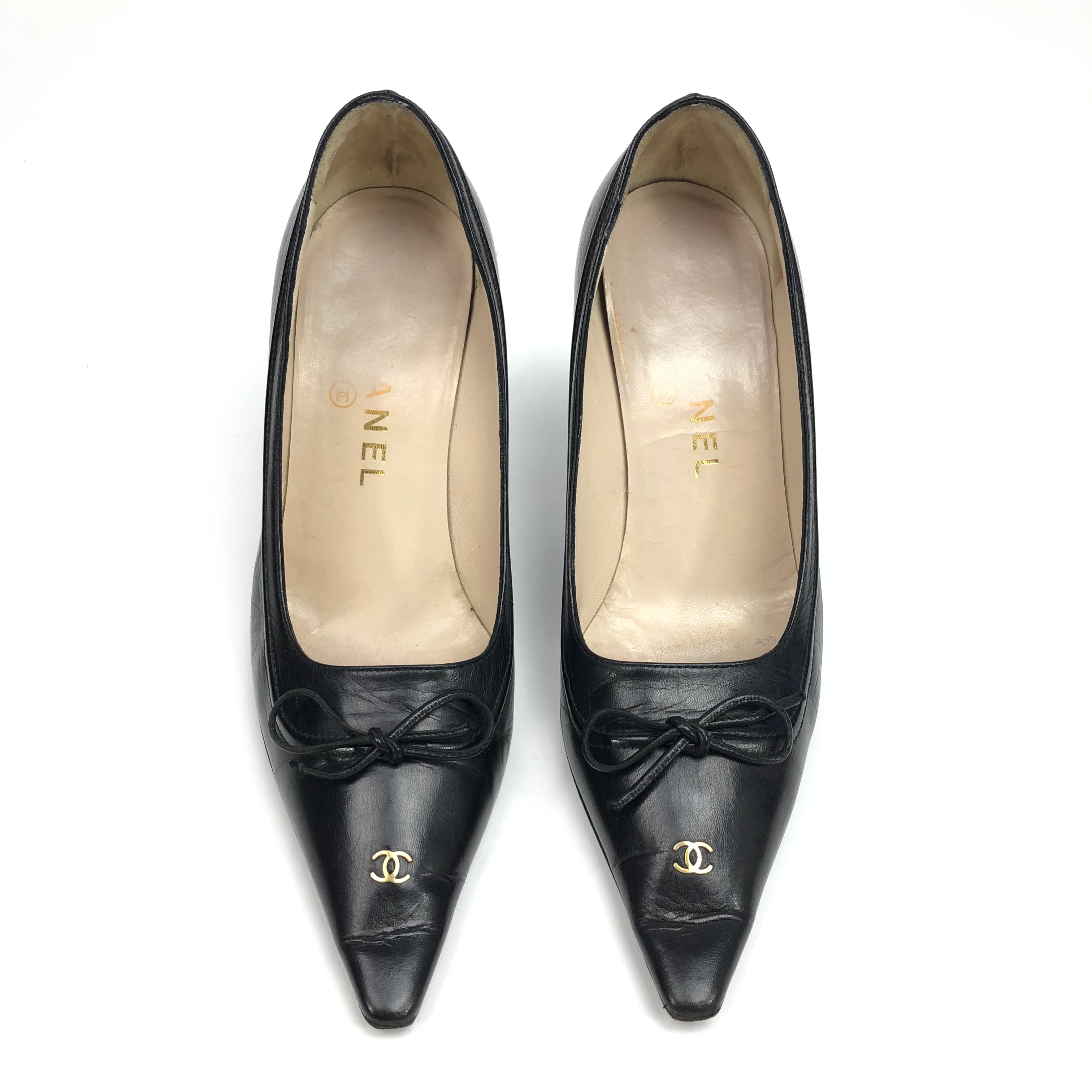 CHANEL LOGO BOW HEELS-  UK 3 / US 5 / EU 36
