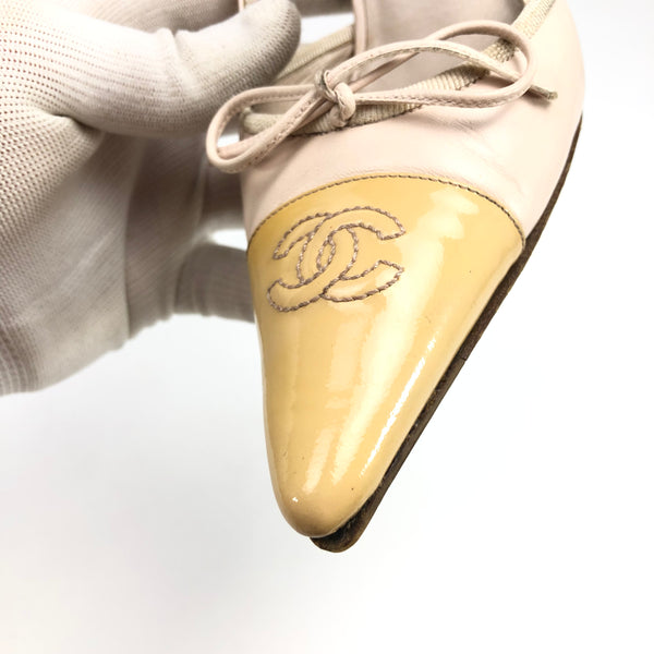 CHANEL LOGO BOW SLING-BACK MULE HEELS - UK 2.5 / US 4.5 / EU 35.5