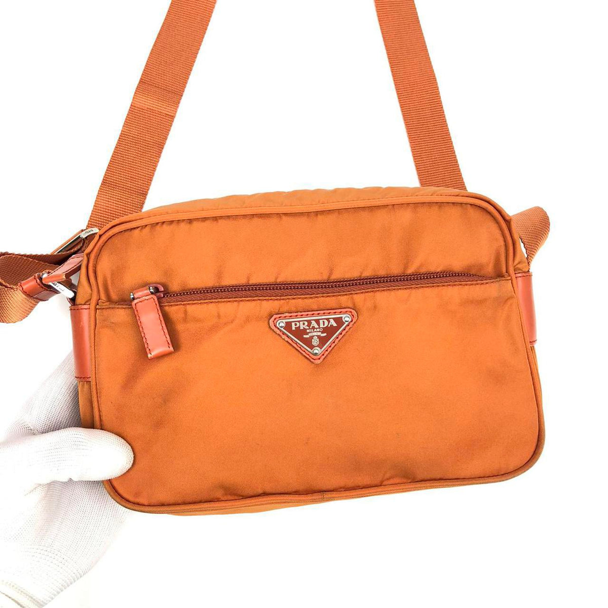 Prada nylon bag orange hot sale