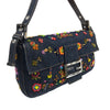 Fendi Denim Floral Beaded Baguette Bag