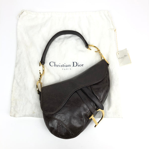Christian Dior Brown Leather Saddle Bag
