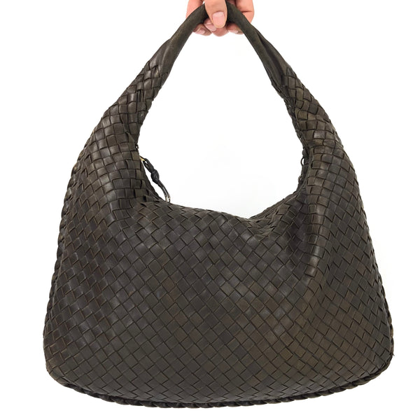 BOTTEGA VENETA BROWN INTRECCIATO SHOULDER BAG