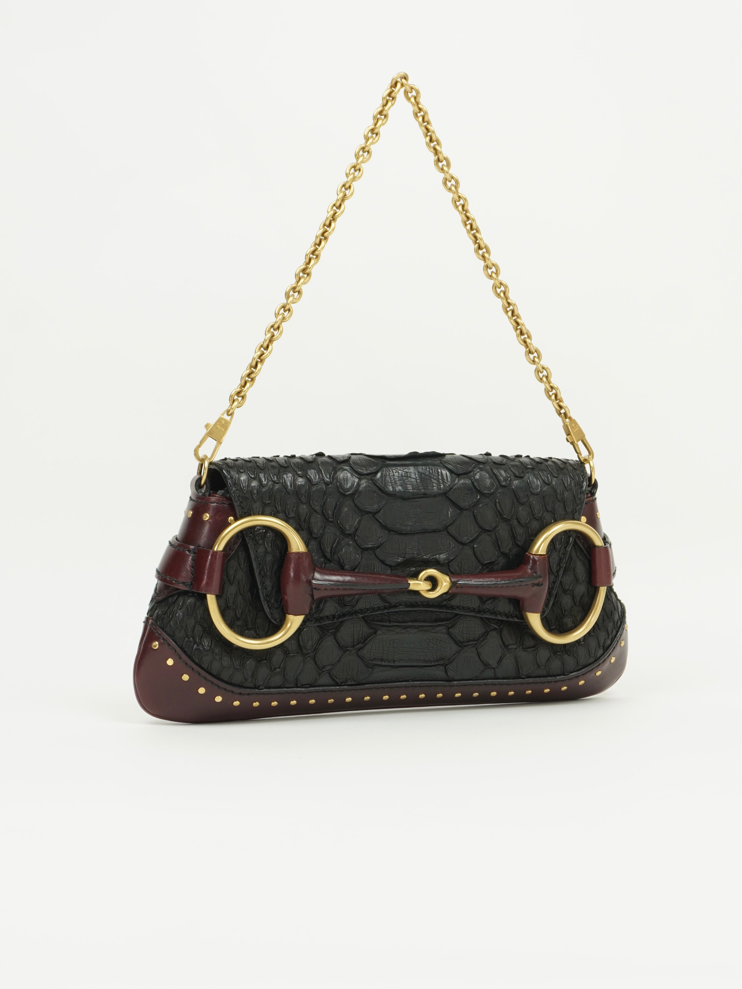 GUCCI TOM FORD HORSEBIT PYTHON CHAIN BAG