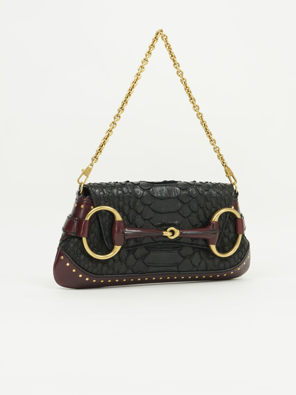 GUCCI TOM FORD HORSEBIT PYTHON CHAIN BAG