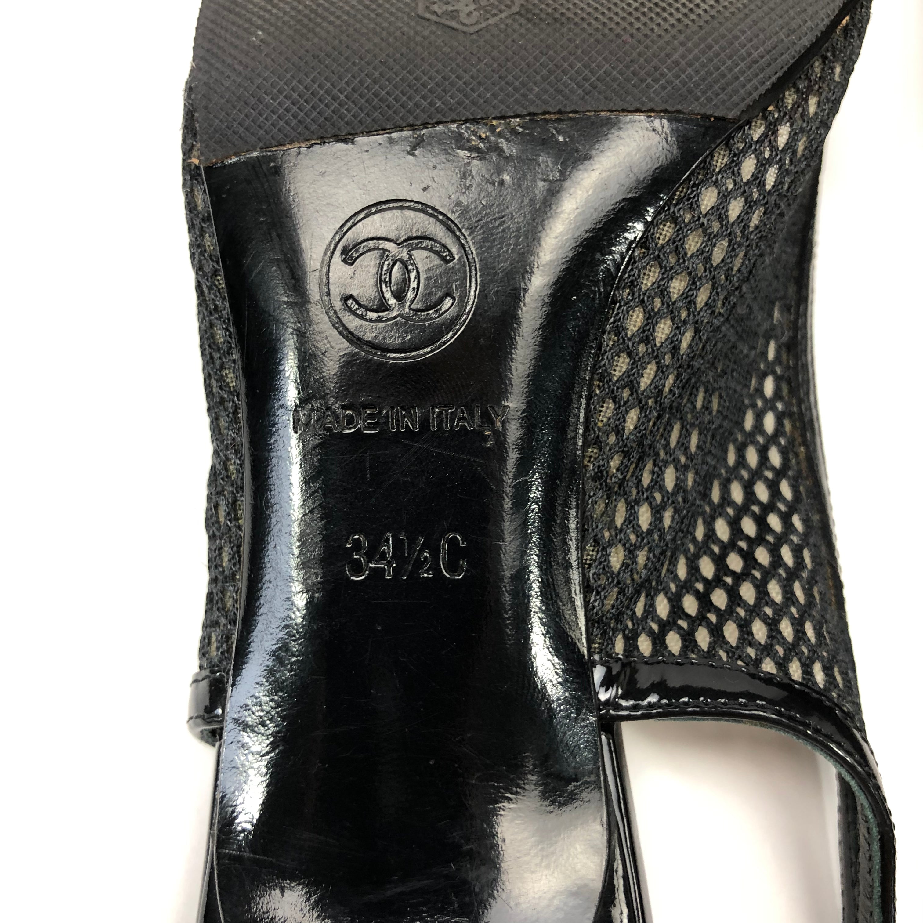 Chanel Logo Sling-back Mule Heels