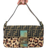 Fendi Leopard Calf Hair Zucca Baguette Bag with Exotic Lizard Detailing