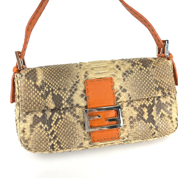 FENDI SELLERIA PYTHON BAGUETTE BAG