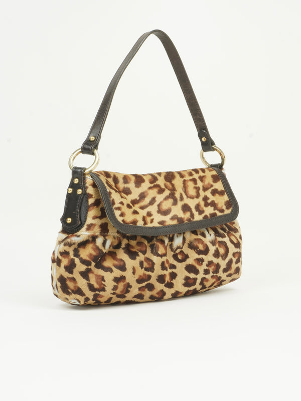 FENDI LEOPARD PRINT PONY HAIR BAG