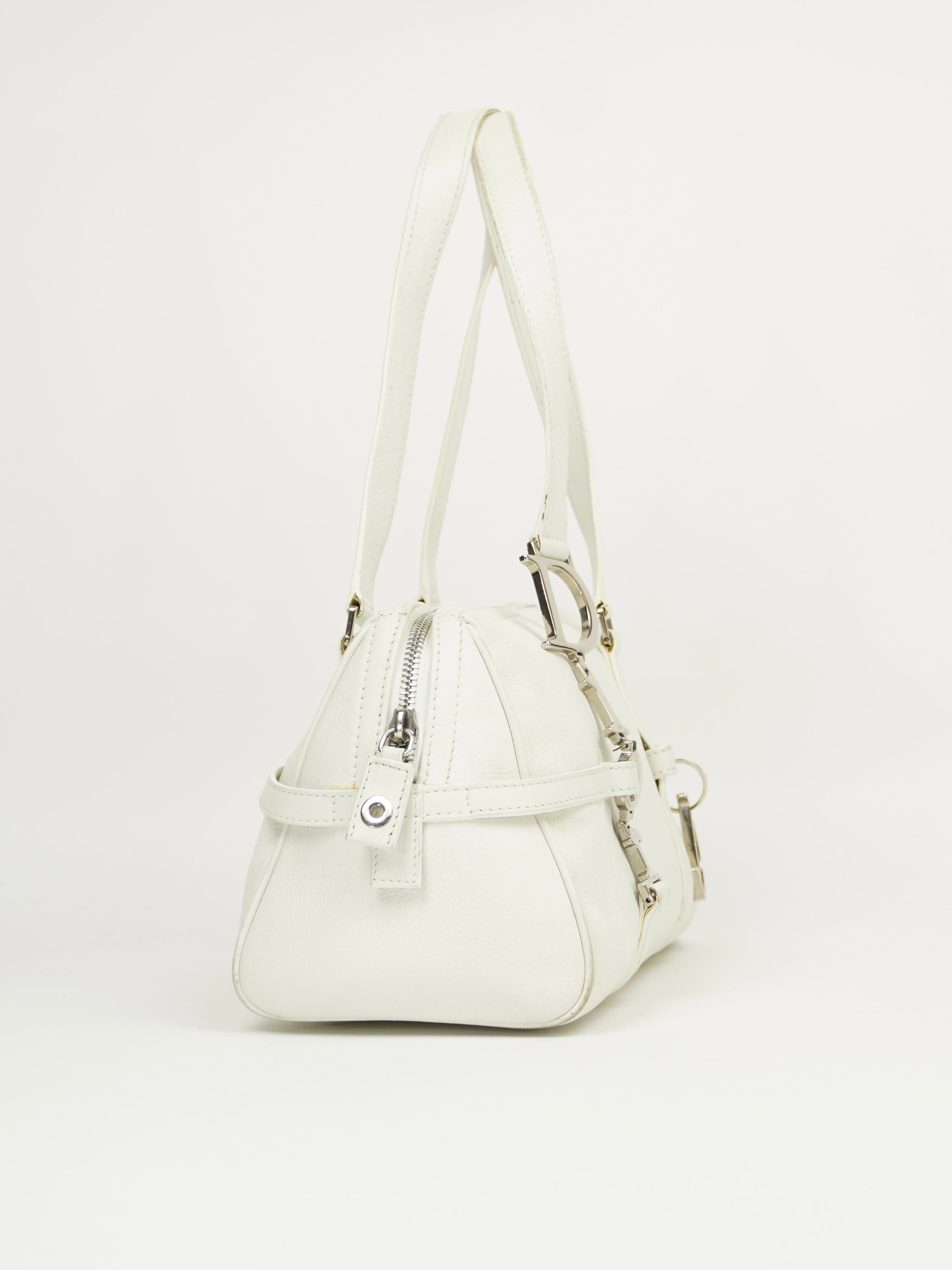 CHRISTIAN DIOR LEATHER BAG WITH SILVER HARDWARE