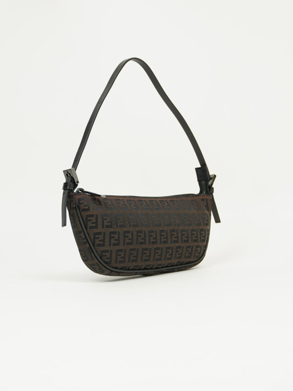 FENDI ZUCCA CRESCENT SHOULDER BAG