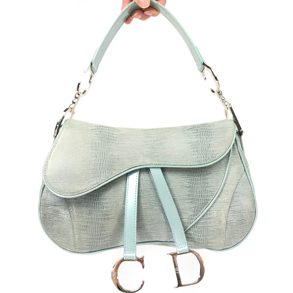 CHRISTIAN DIOR EXOTIC SOFT LIZARD LEATHER DOUBLE SADDLE BAG