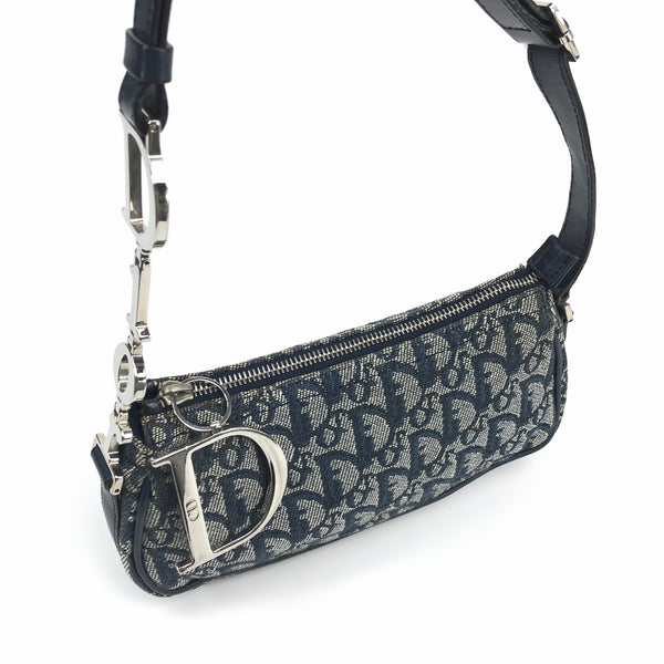 Christian Dior Monogram Shoulder Bag with Silver Detailing