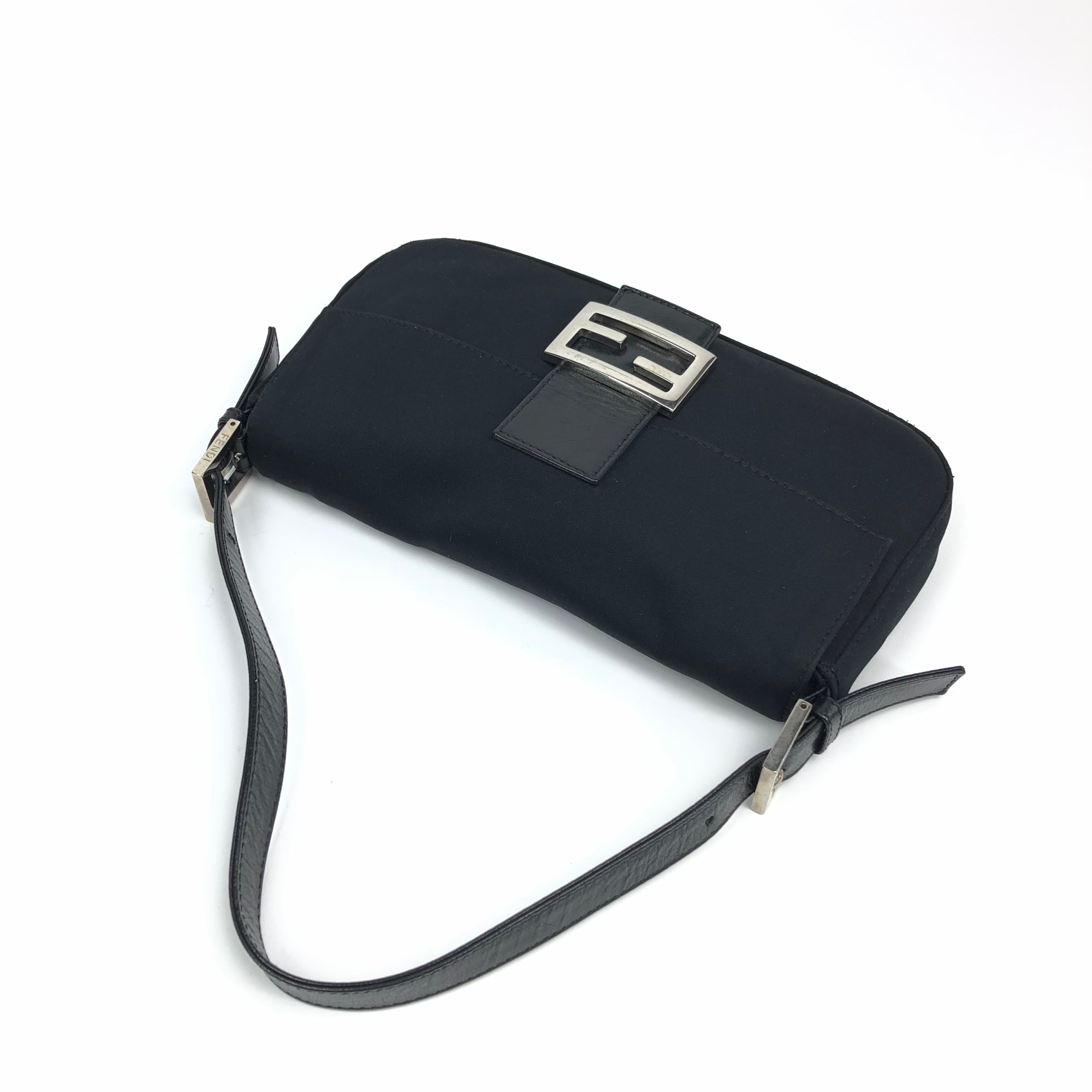 Fendi Jersey Baguette Shoulder Bag in Black