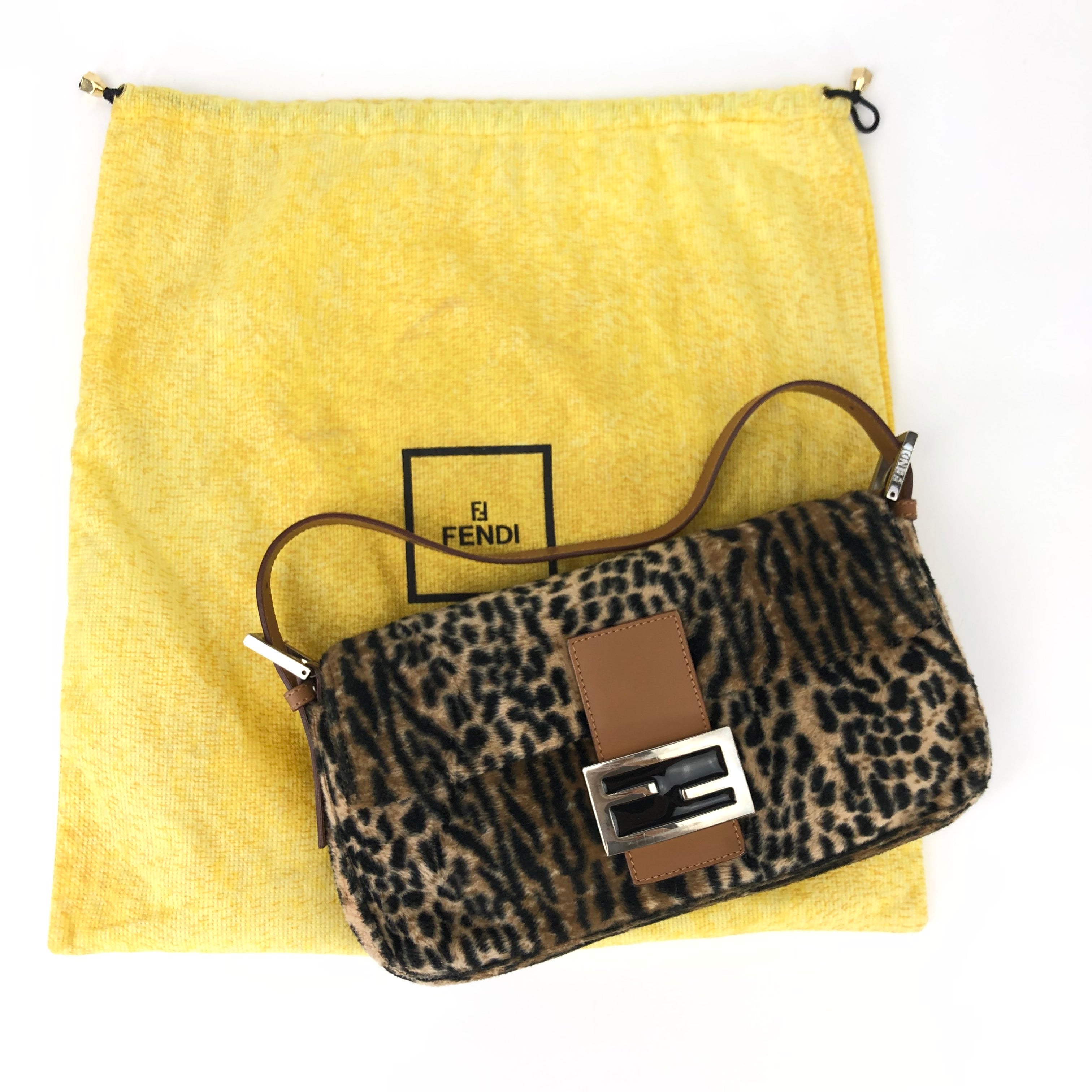 FENDI FLUFFY LEOPARD BAGUETTE BAG