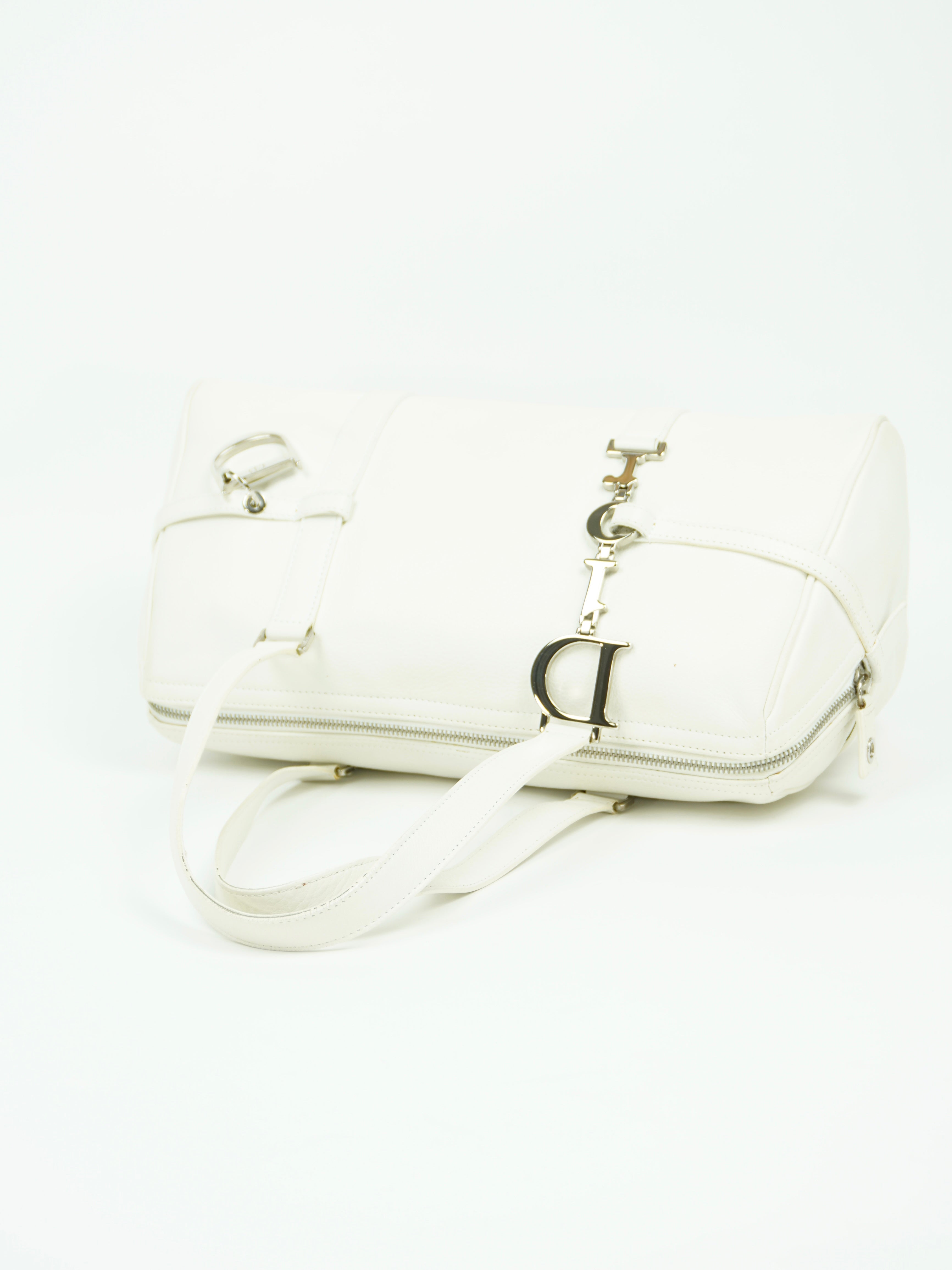 CHRISTIAN DIOR LEATHER BAG WITH SILVER HARDWARE