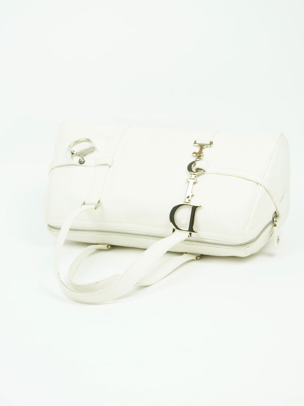 CHRISTIAN DIOR LEATHER BAG WITH SILVER HARDWARE