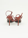 GUCCI RED LEATHER INTERLOCKING G STRAPPY HEELS