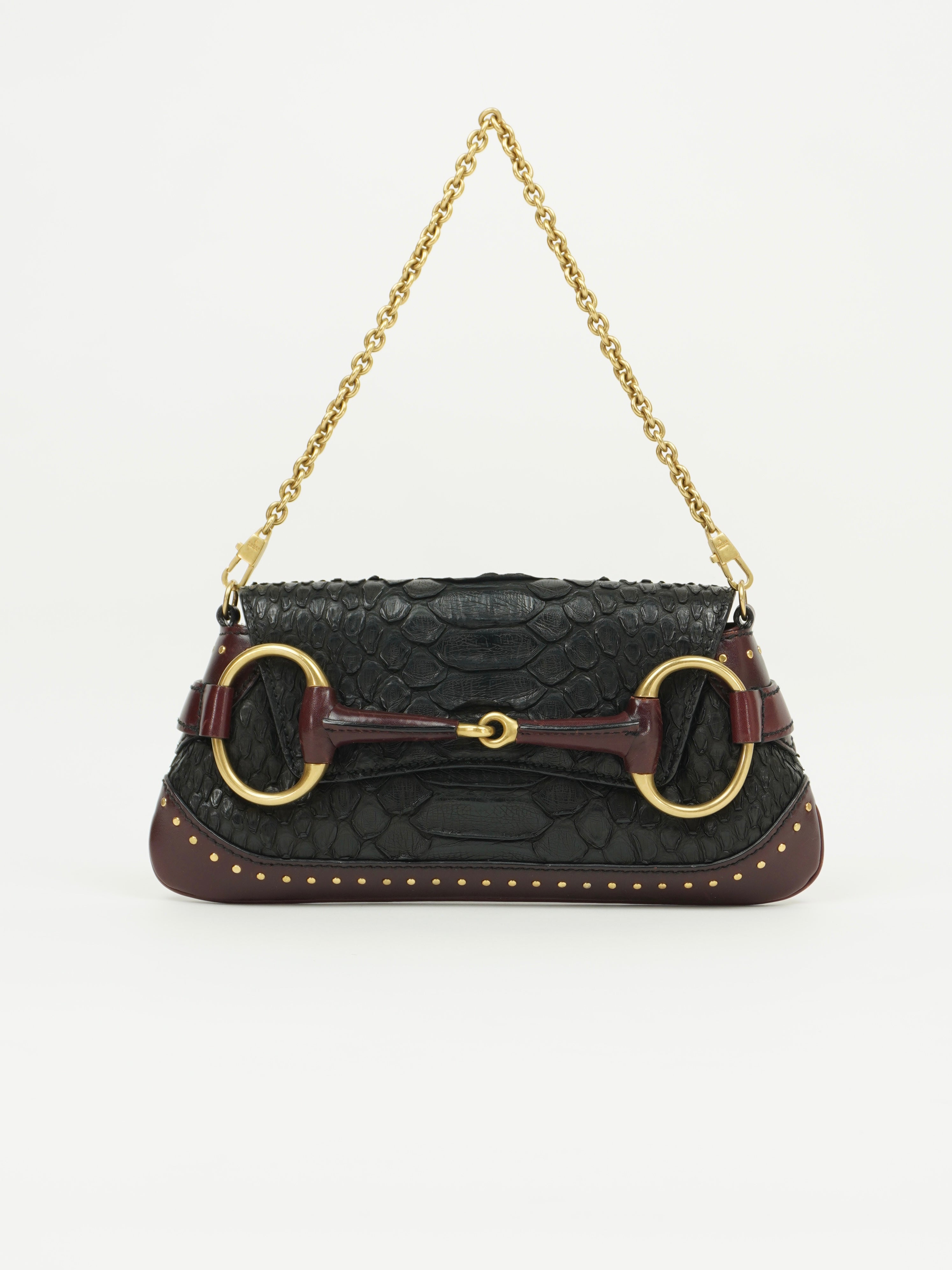 GUCCI TOM FORD HORSEBIT PYTHON CHAIN BAG