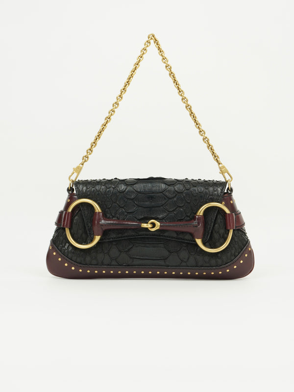 GUCCI TOM FORD HORSEBIT PYTHON CHAIN BAG