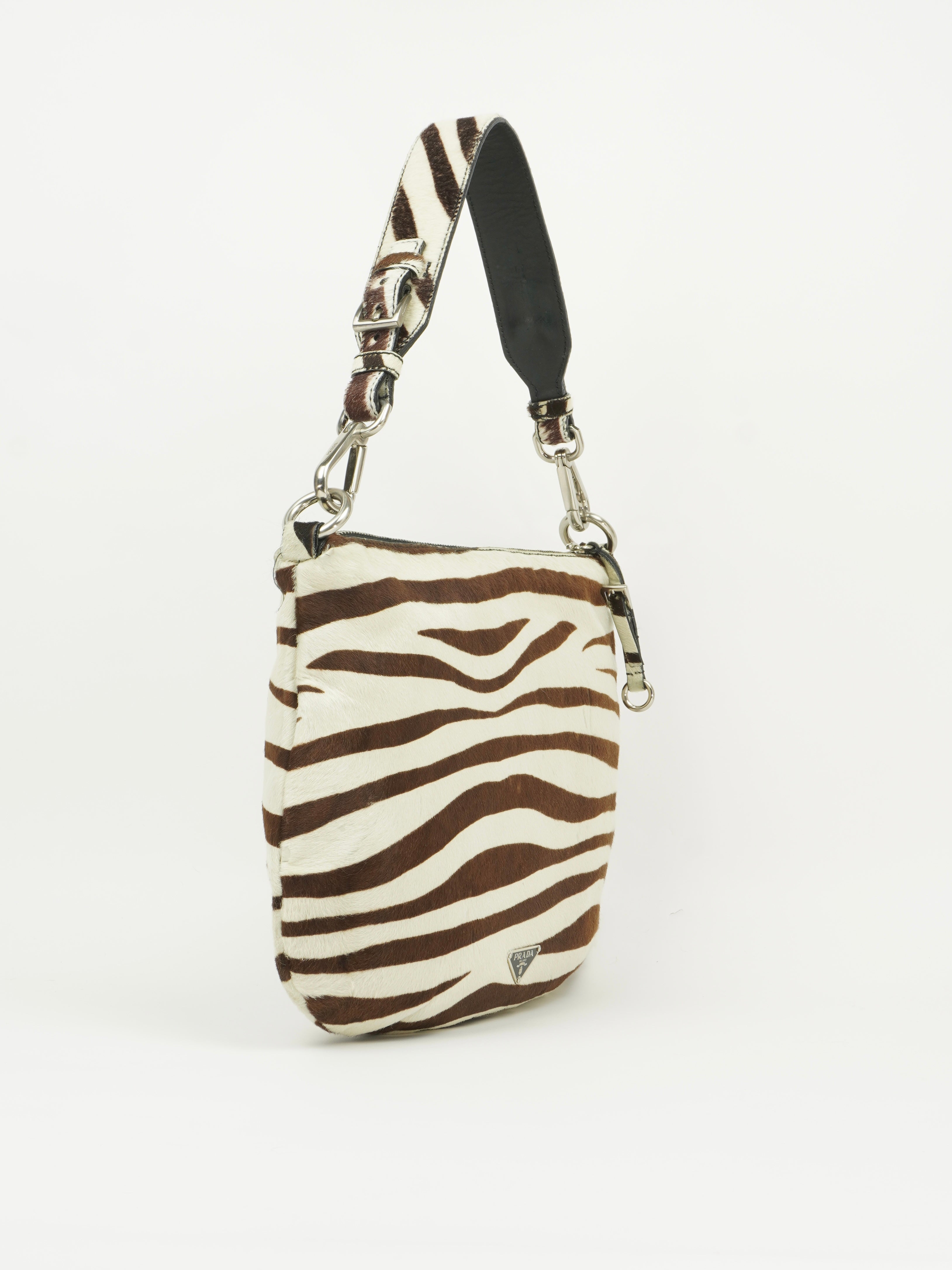 PRADA ZEBRA PRINT CAVALLINO HOBO BAG