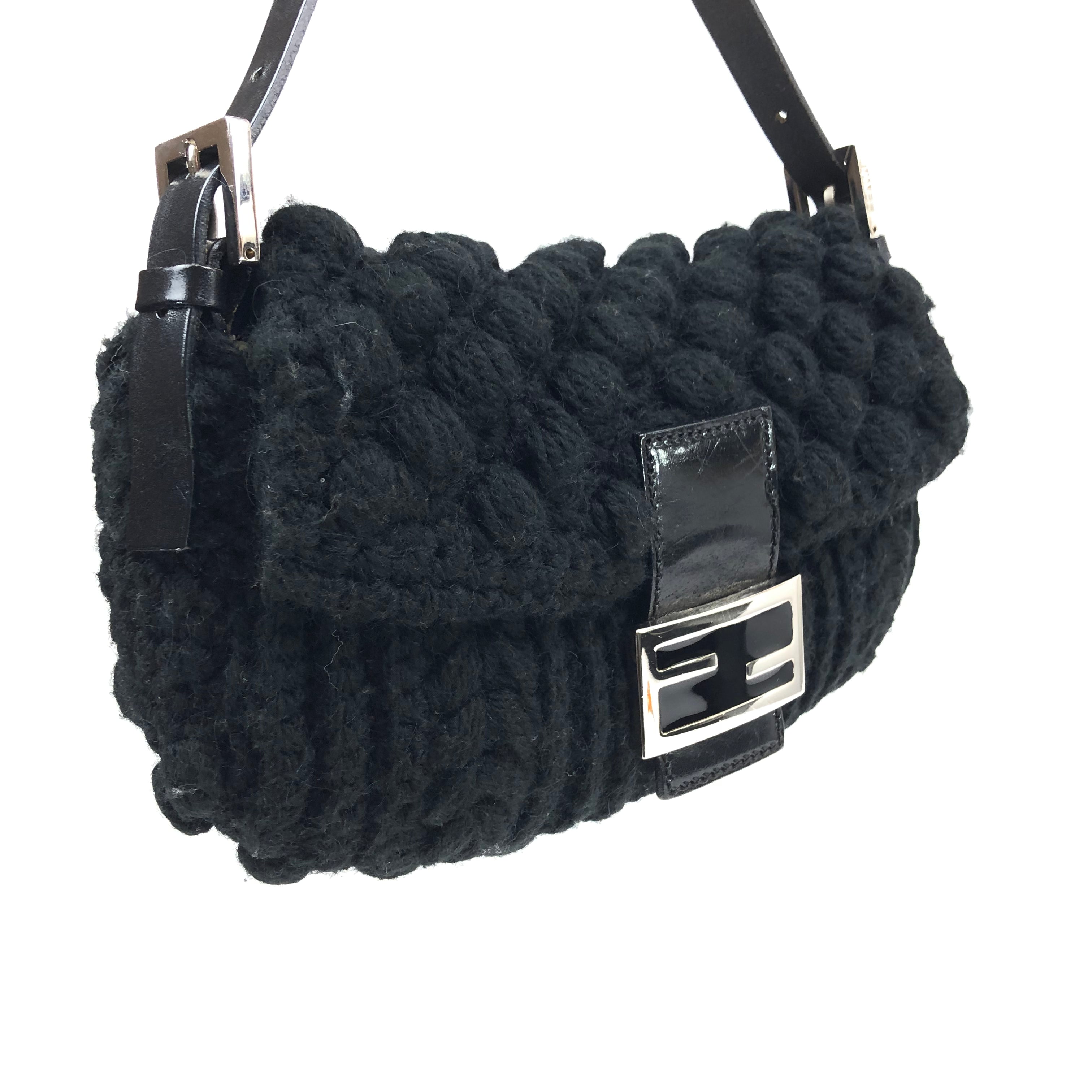 Fendi Cashmere Wool Baguette Shoulder Bag