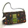 Fendi Zucca Floral Beaded Baguette Bag with Exotic Lizard Detailing