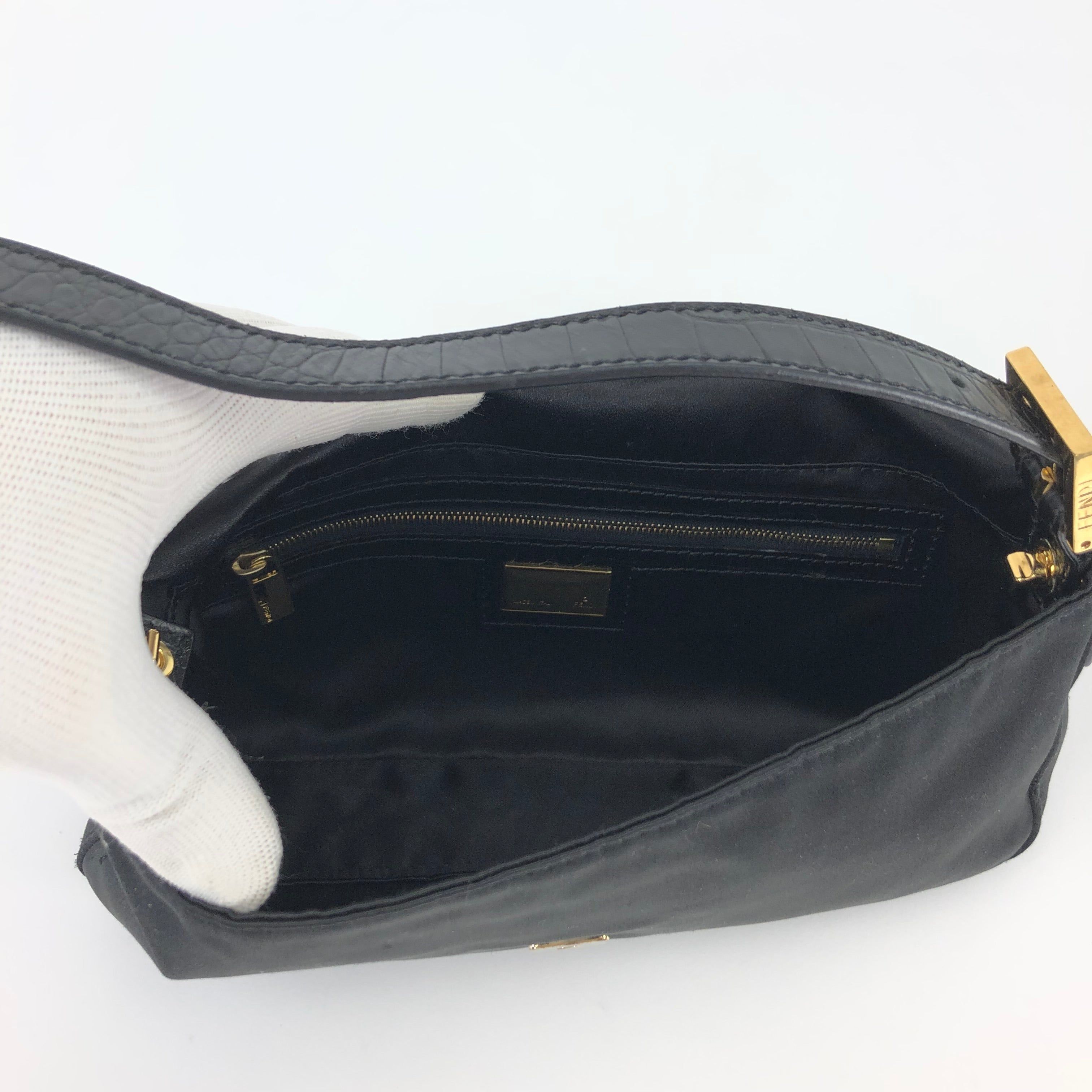 FENDI SATIN BAGUETTE BAG WITH DIAMANTÉ DETAILING