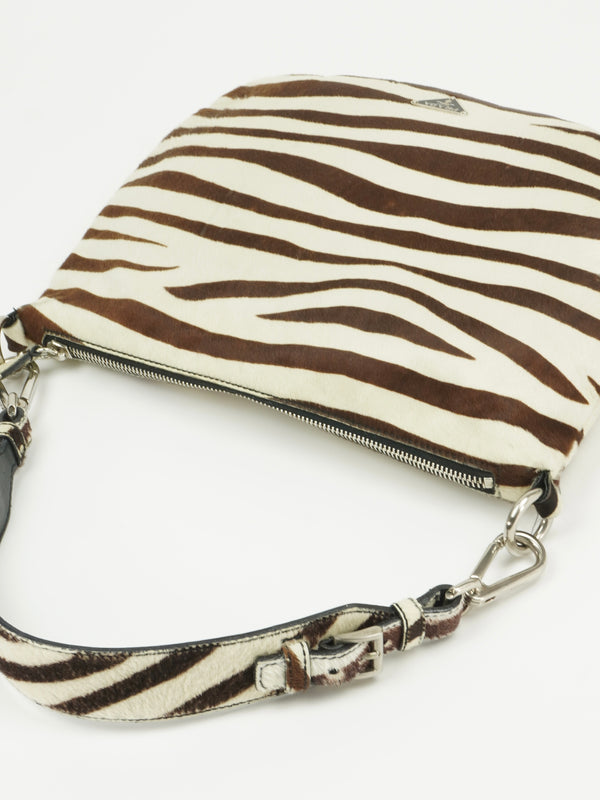 PRADA ZEBRA PRINT CAVALLINO HOBO BAG