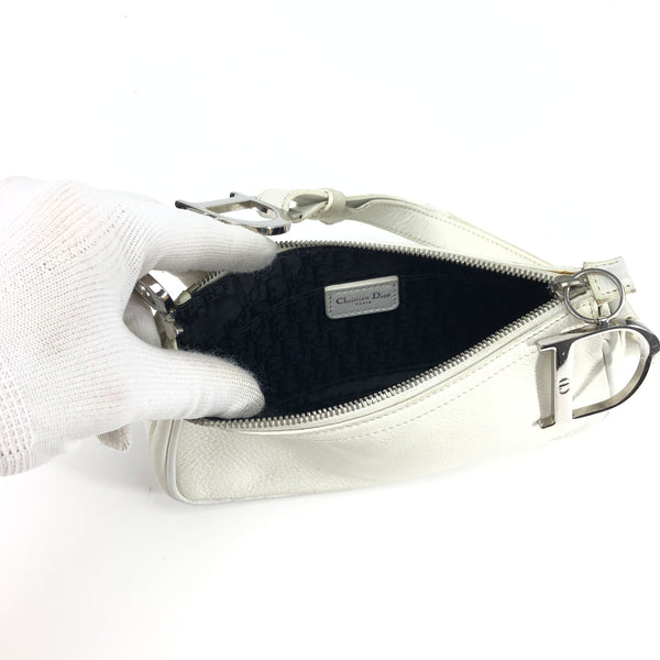 CHRISTIAN DIOR LEATHER SHOULDER BAG WITH SILVER DETAILING