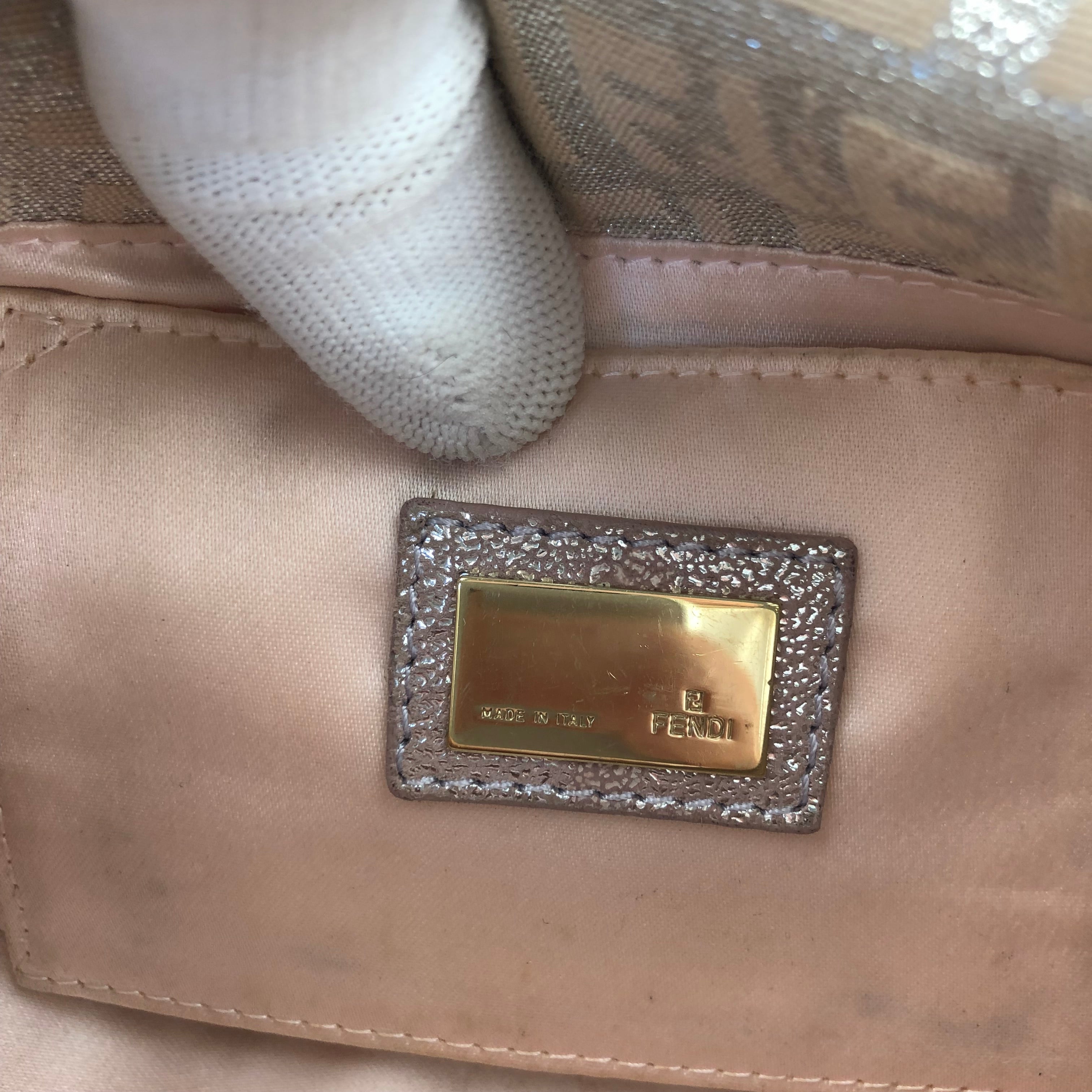 FENDI ZUCCA SHIMMER BAGUETTE BAG