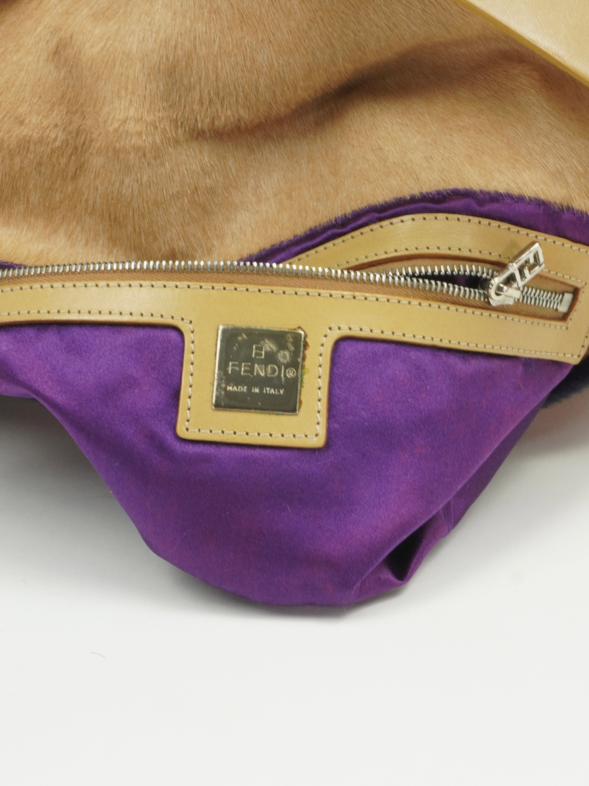 FENDI CALF HAIR PATCHWORK BAGUETTE BAG