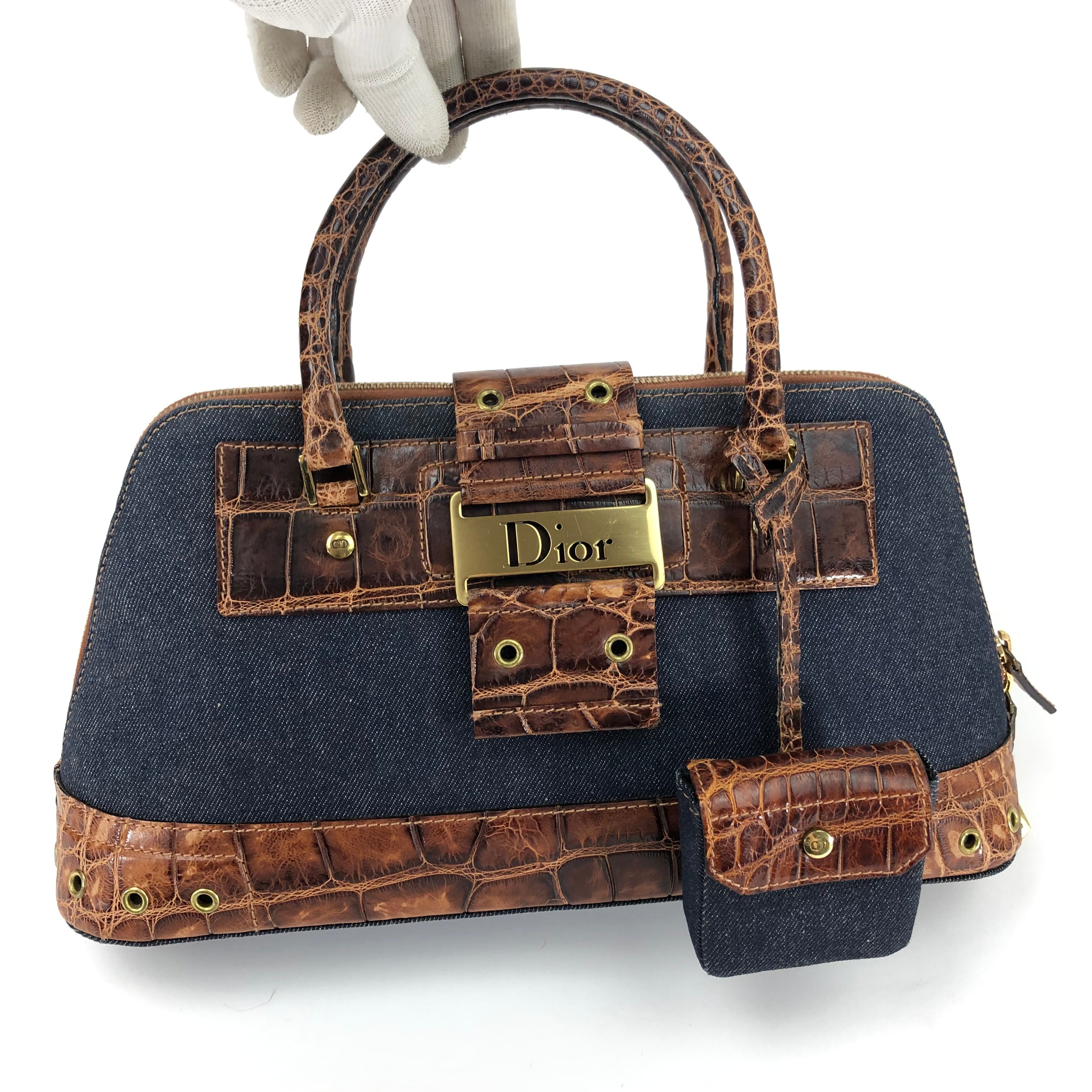 Christian Dior Street Chic Crocodile Denim Bag