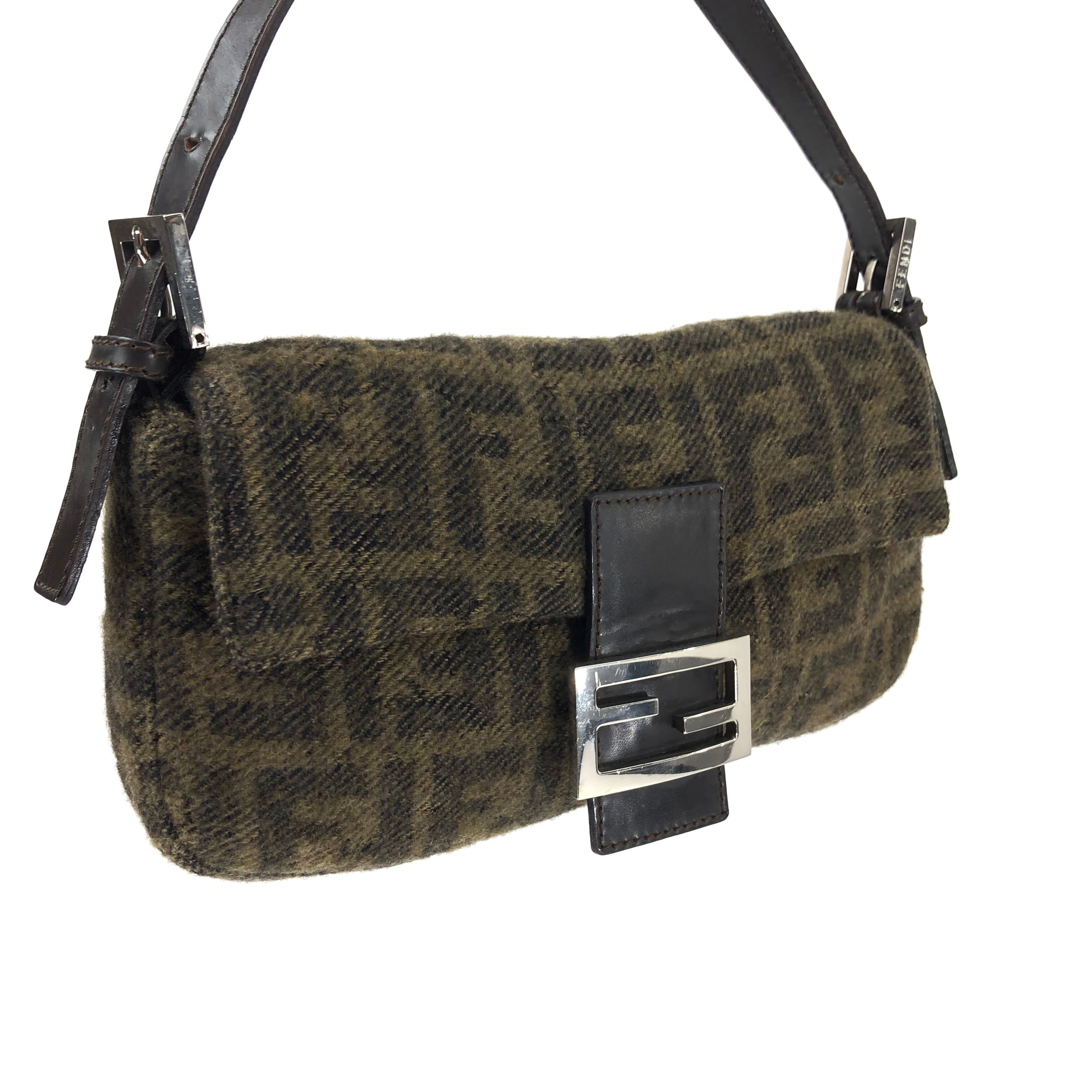 FENDI CASHMERE WOOL BAGUETTE BAG