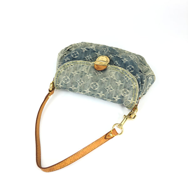 LOUIS VUITTON PLEATY DENIM SHOULDER BAG