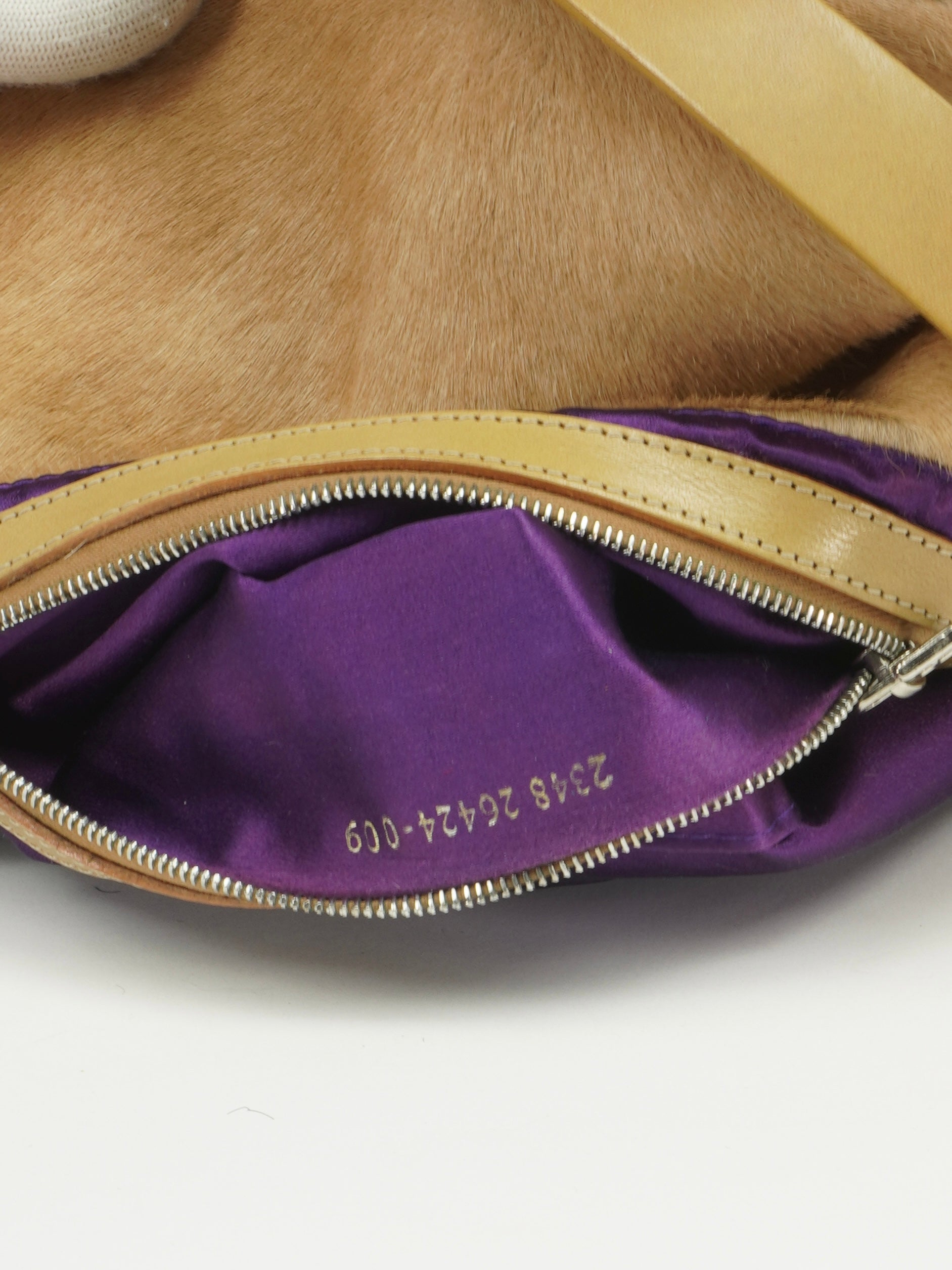 FENDI CALF HAIR PATCHWORK BAGUETTE BAG