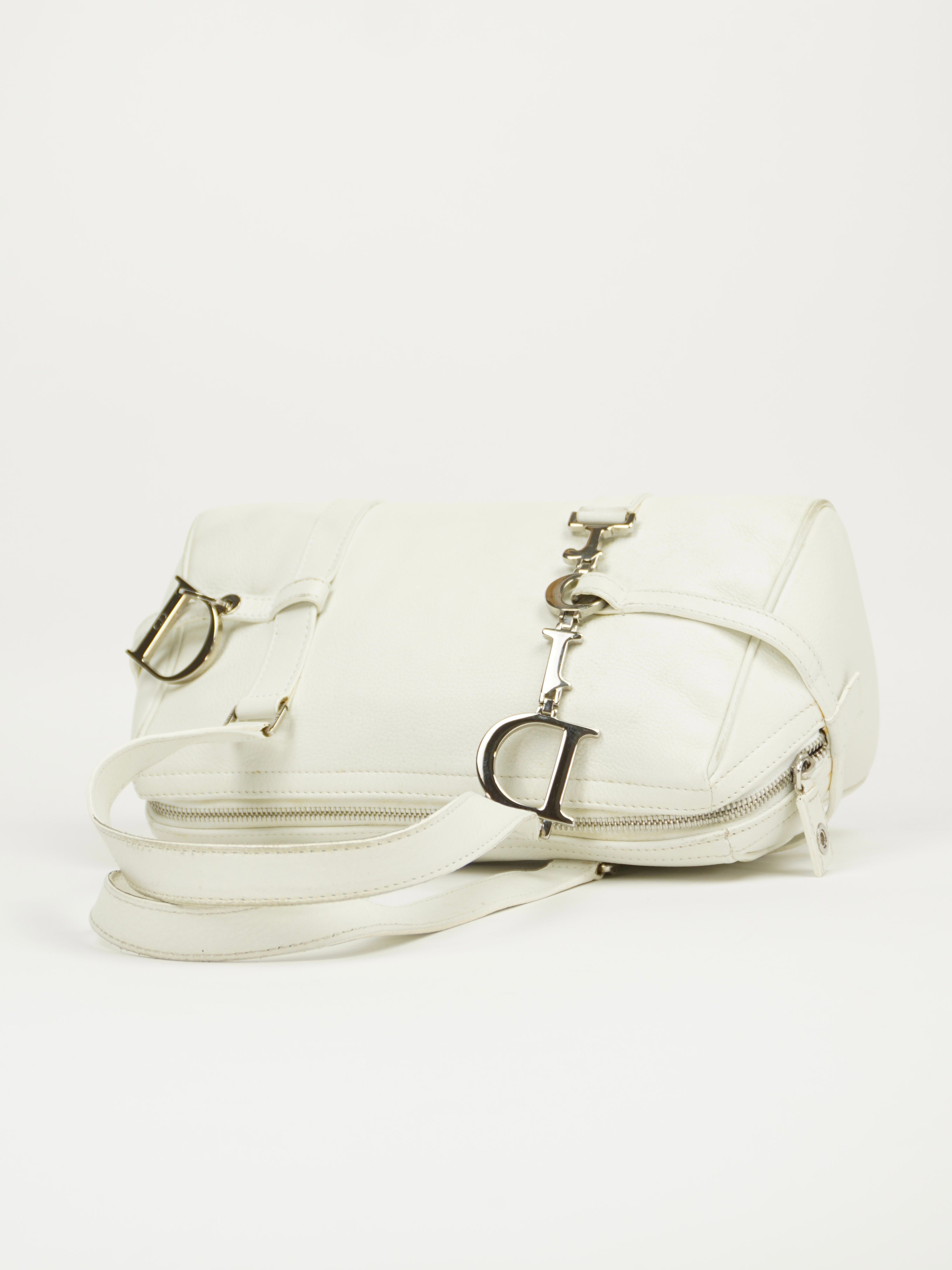 CHRISTIAN DIOR LEATHER BAG WITH SILVER HARDWARE