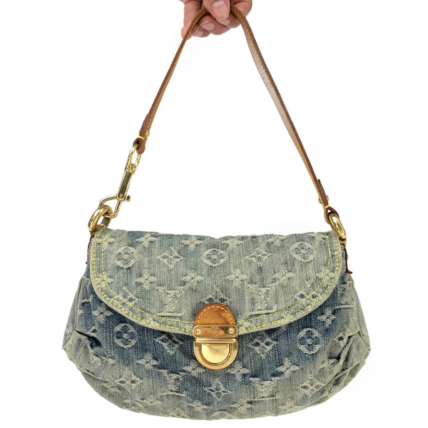 LOUIS VUITTON PLEATY DENIM SHOULDER BAG