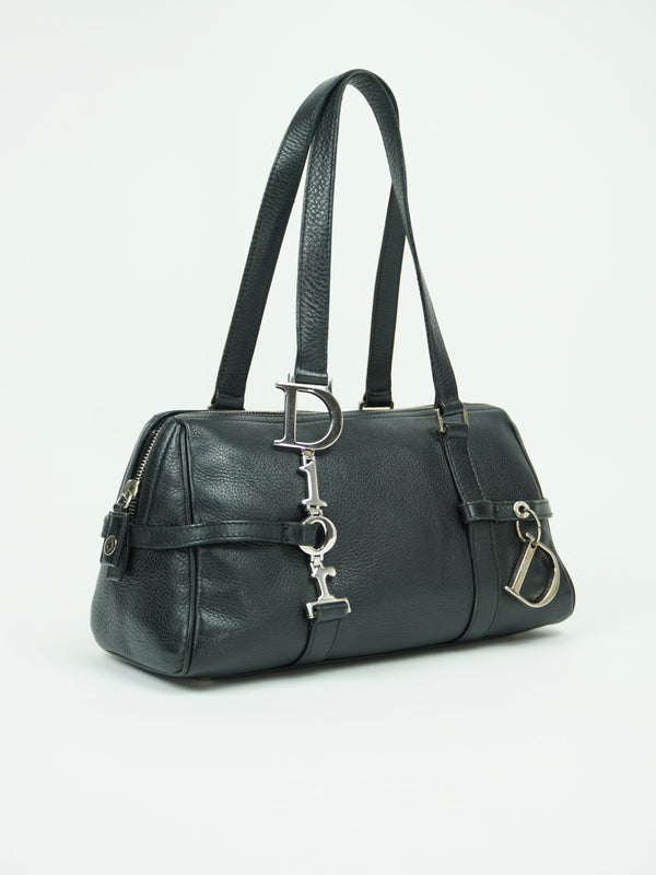 CHRISTIAN DIOR LEATHER BAG WITH SILVER HARDWARE