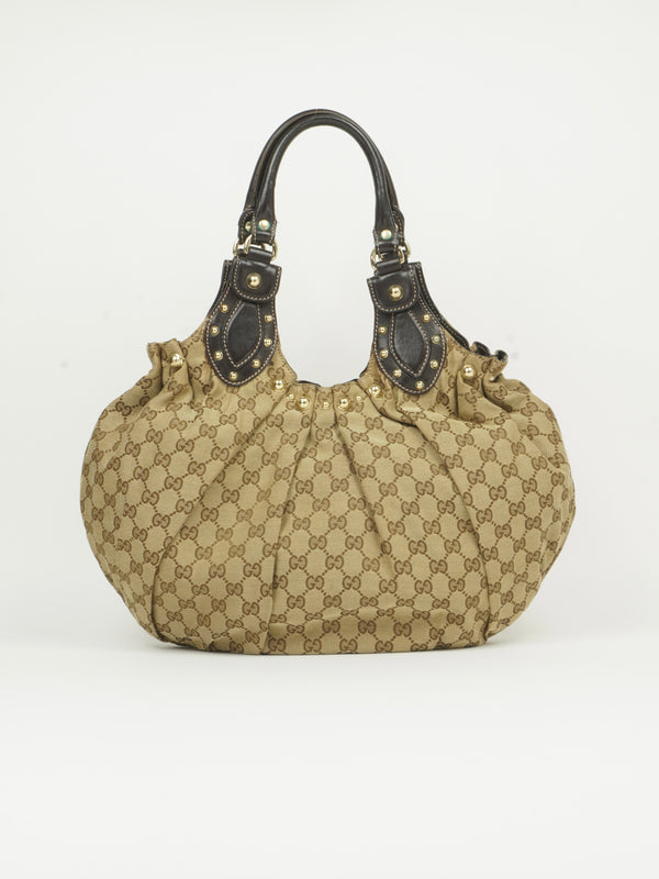 GUCCI MONOGRAM STUDDED PELHAM BAG