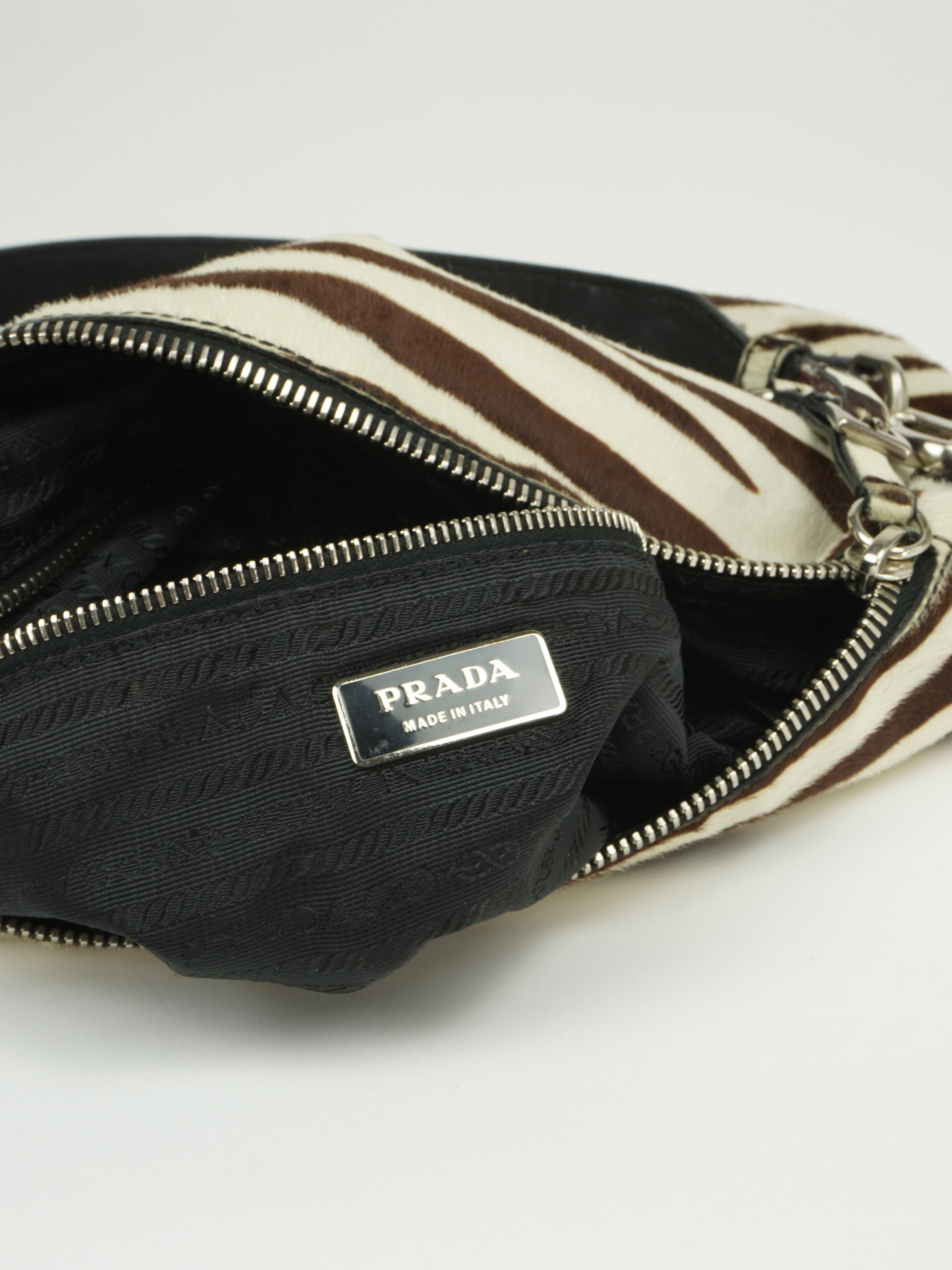 PRADA ZEBRA PRINT CAVALLINO HOBO BAG