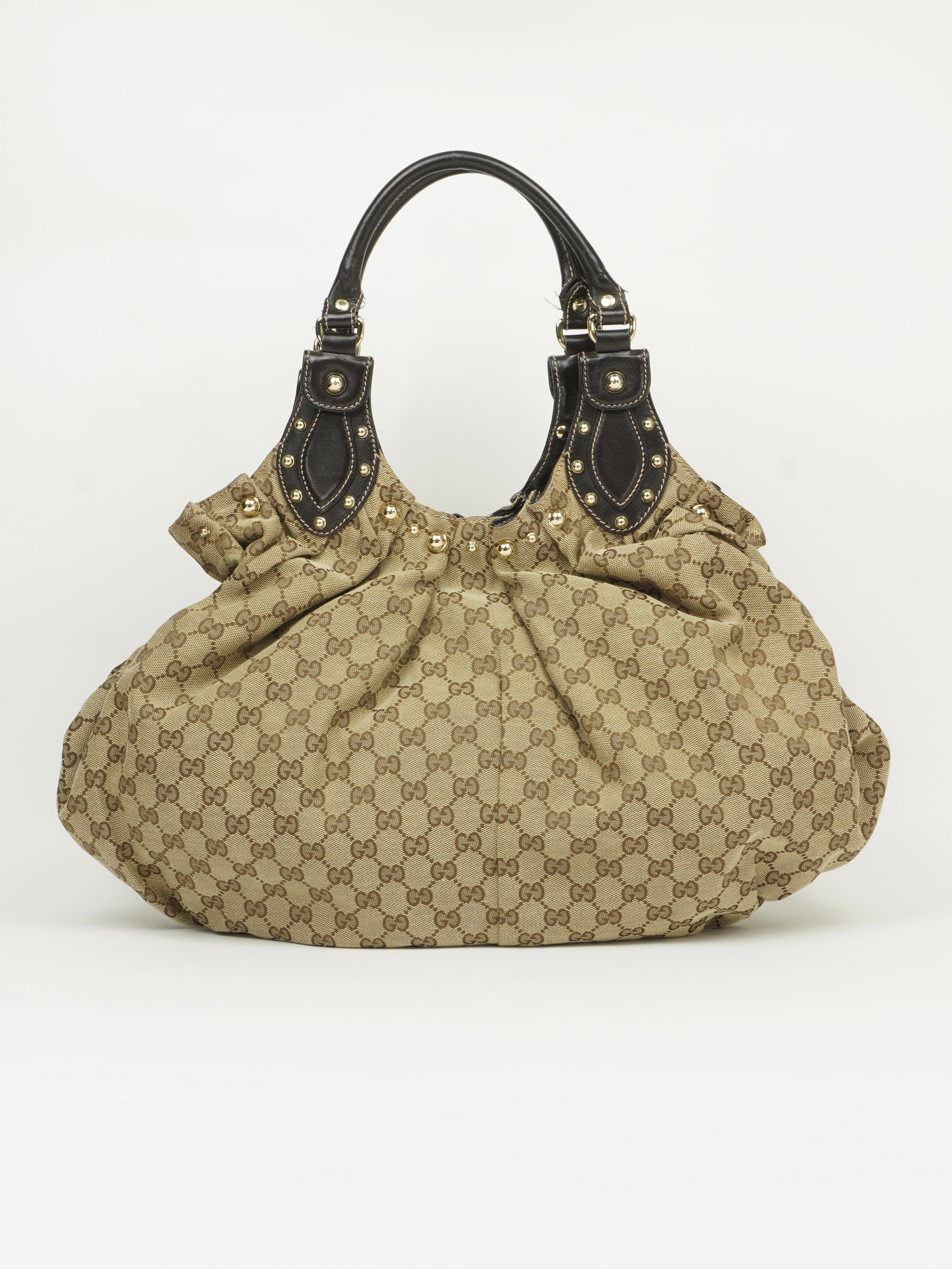 GUCCI MONOGRAM STUDDED PELHAM BAG