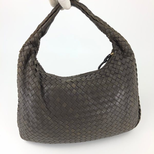 BOTTEGA VENETA BROWN INTRECCIATO SHOULDER BAG