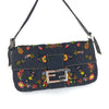 FENDI DENIM BEADED BAGUETTE SHOULDER BAG