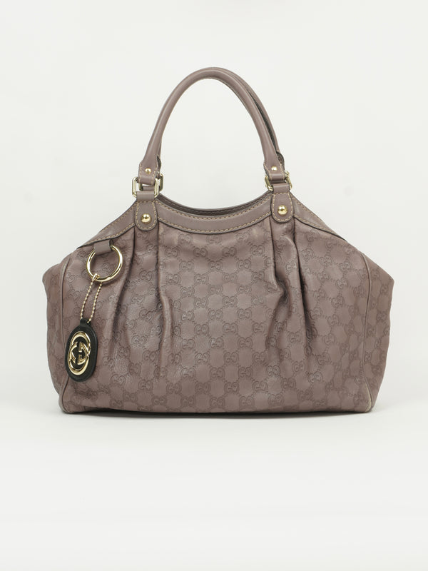 GUCCI MONOGRAM LEATHER SUKEY BAG