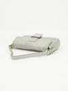 FENDI SILVER LEATHER LOGO BAGUETTE