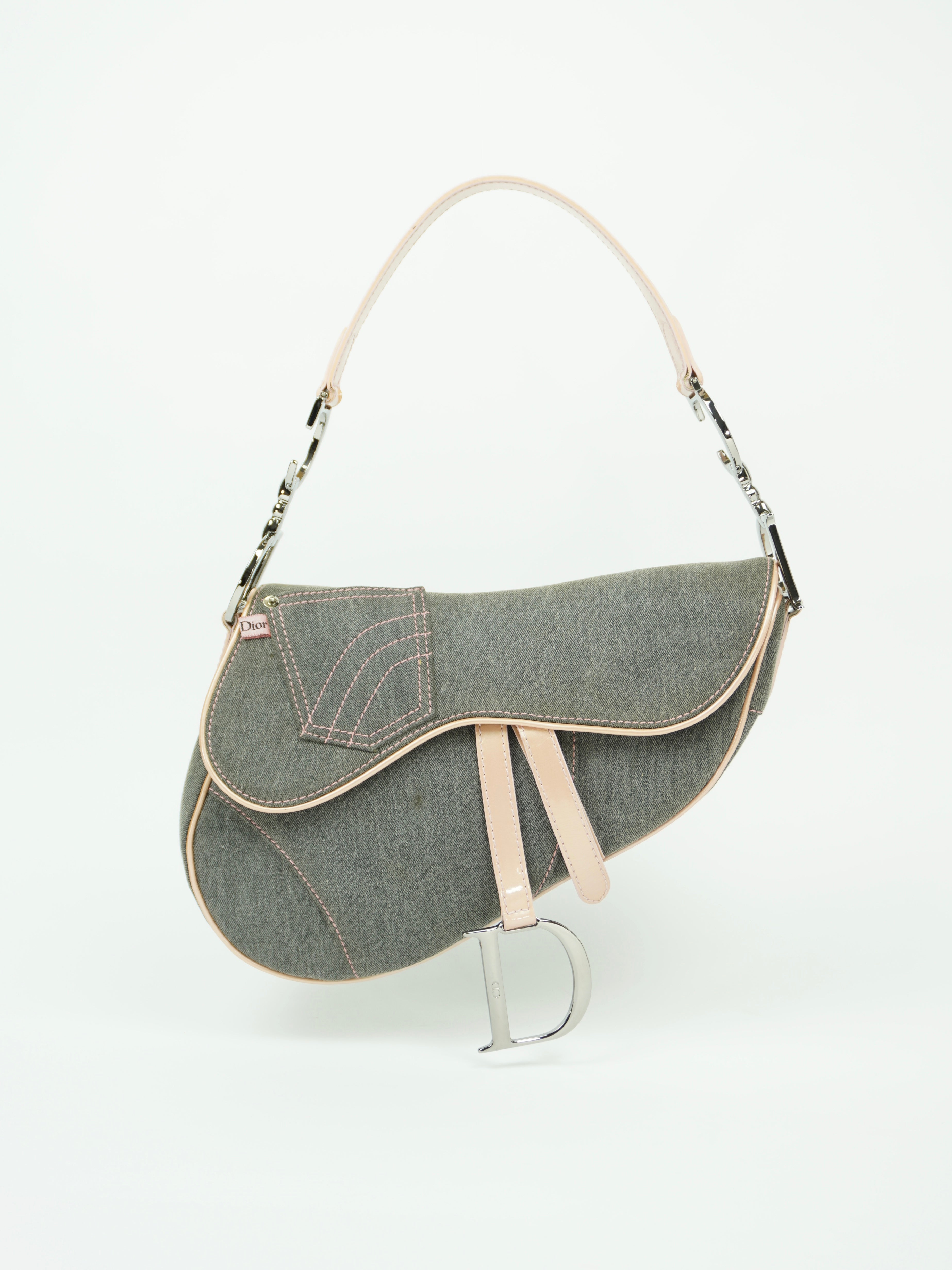 CHRISTIAN DIOR DENIM SADDLE BAG