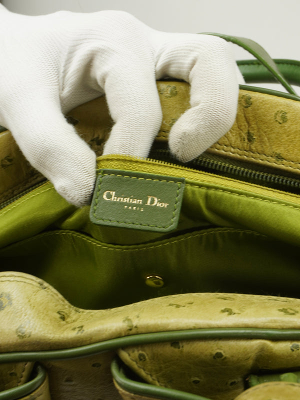CHRISTIAN DIOR OSTRICH DOUBLE SADDLE BOWLER BAG