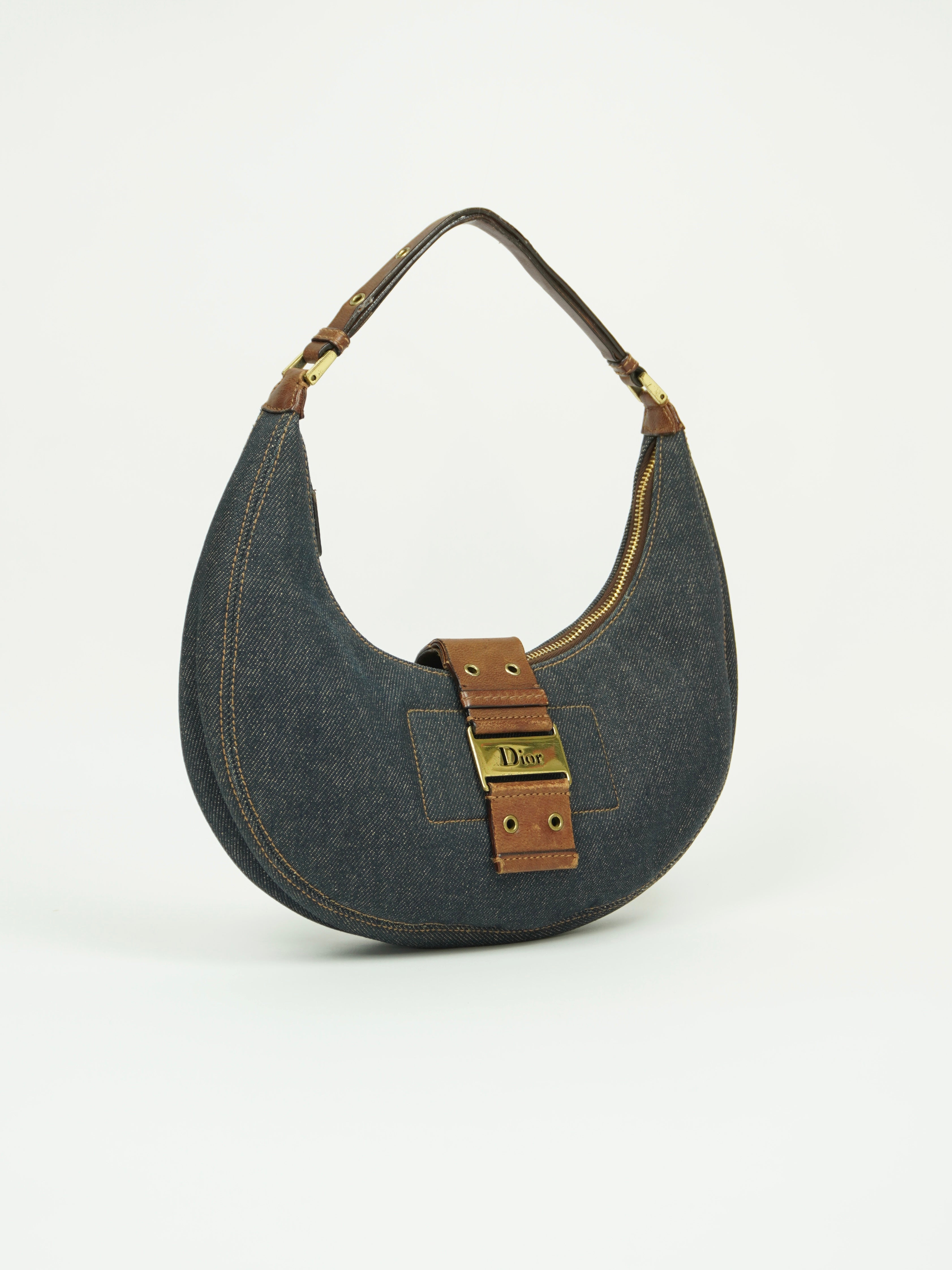 CHRISTIAN DIOR DENIM CRESCENT BAG