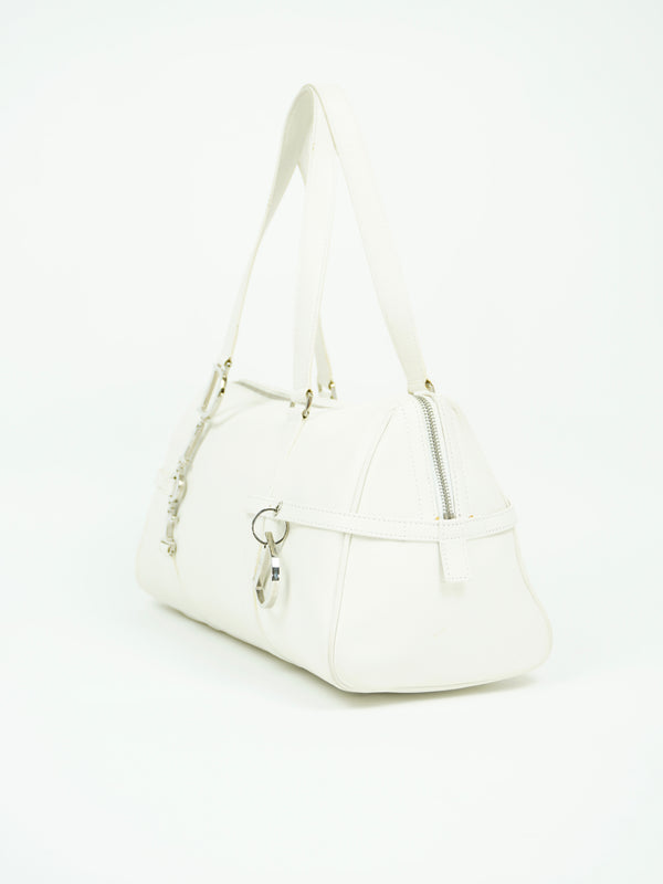 CHRISTIAN DIOR LEATHER BAG WITH SILVER HARDWARE