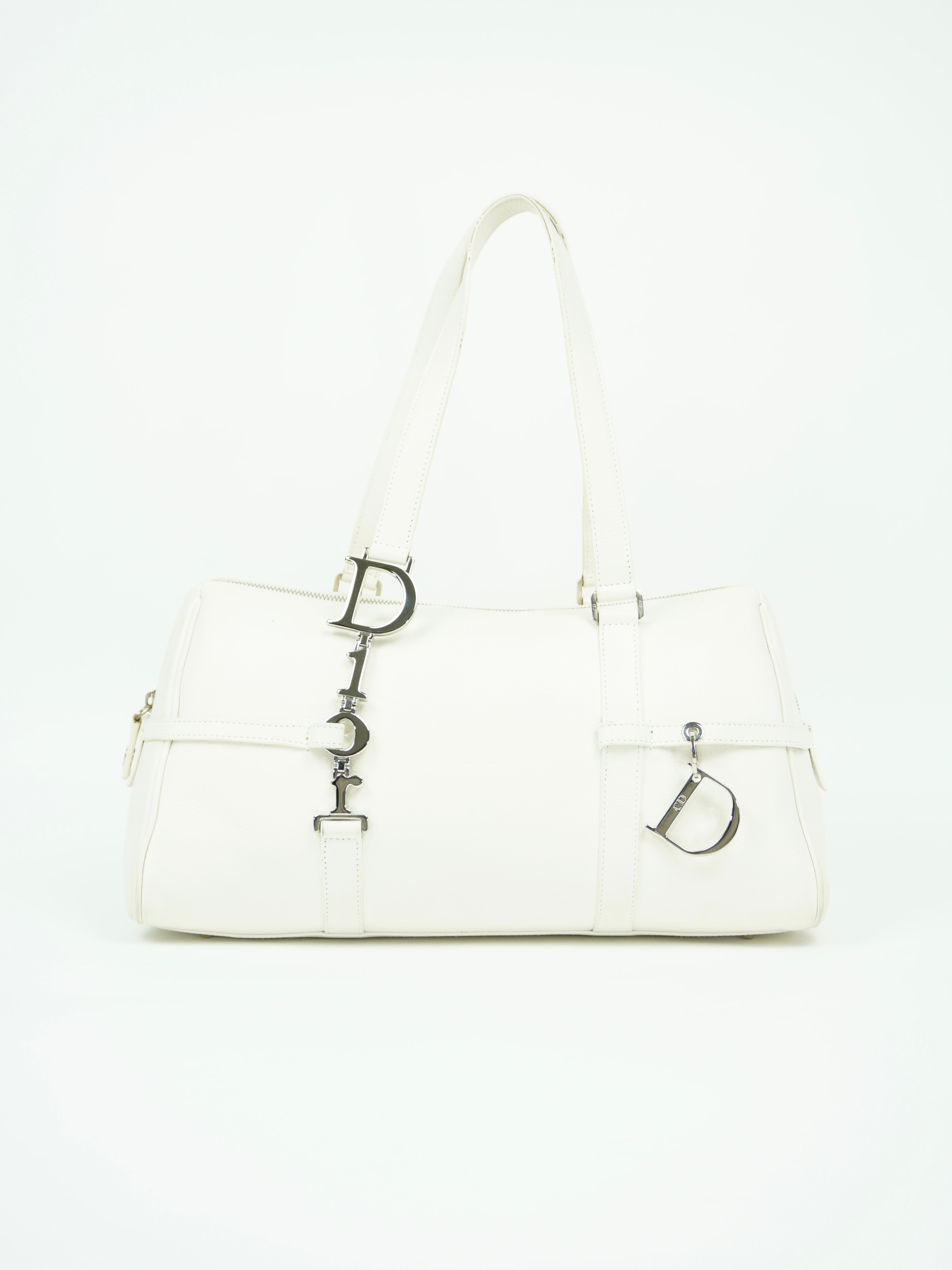 CHRISTIAN DIOR LEATHER BAG WITH SILVER HARDWARE